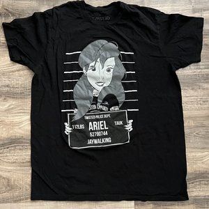 Twisted Punk Mens Ariel Tattoo Mug Shot Black Shirt - XL